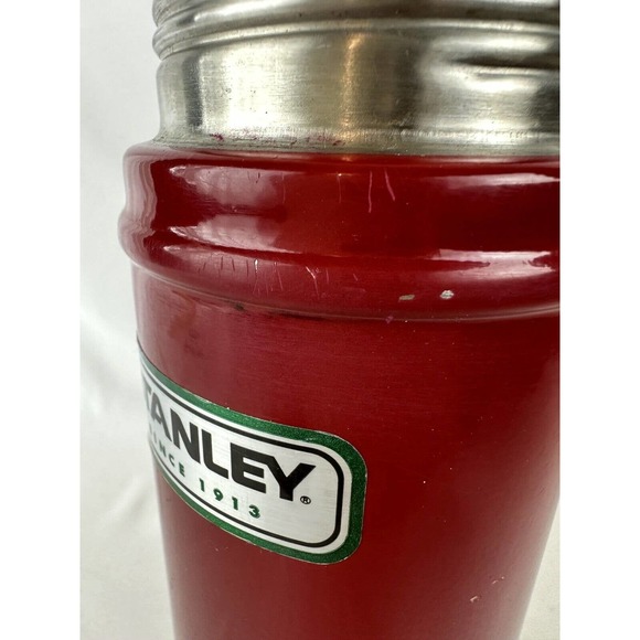 Stanley Travel Thermos Red Stainless Steel 16 Ounce Vacuum Bottle No Cup - Picture 7 of 12